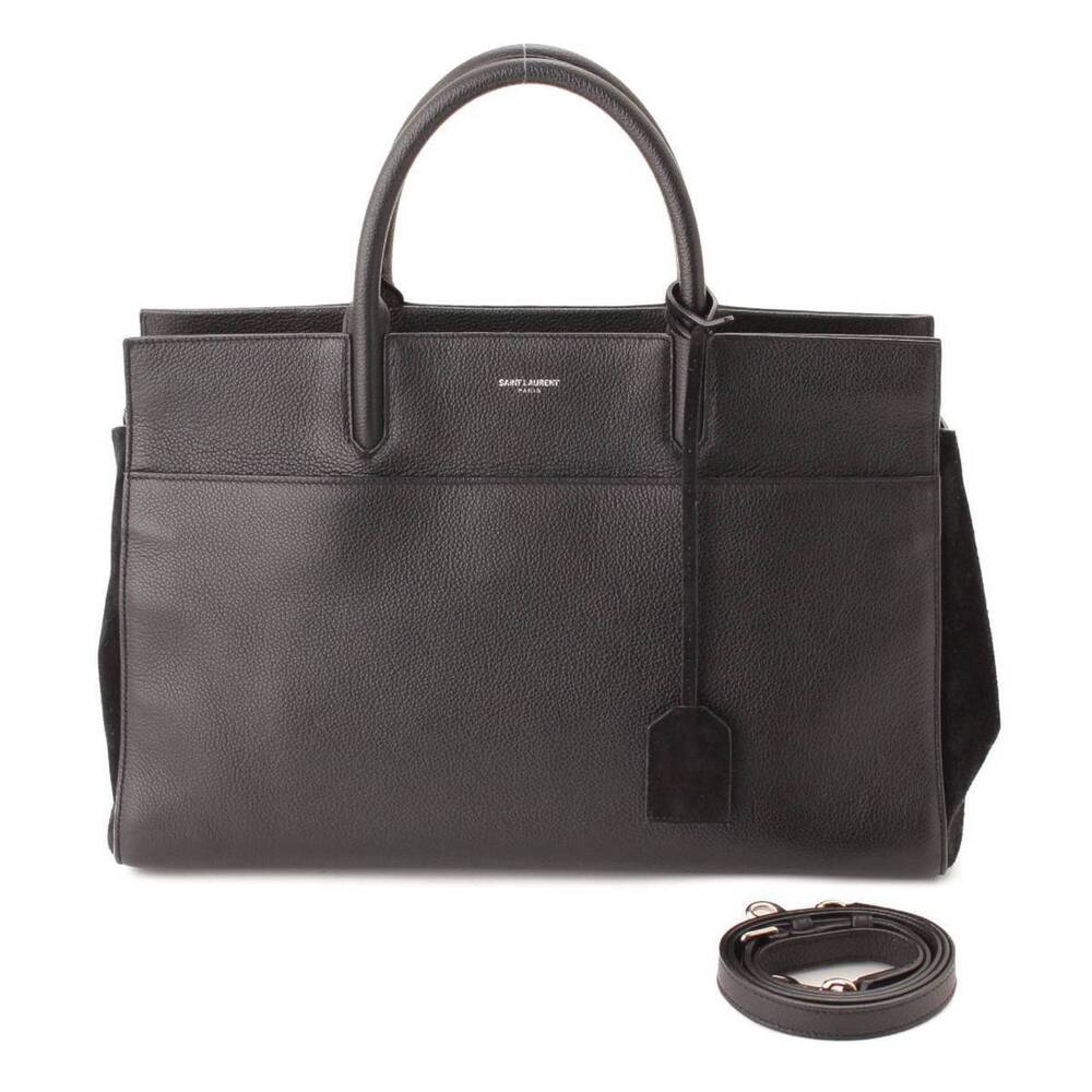 Saint Laurent Cavalier Gauche Leather Handbag Black